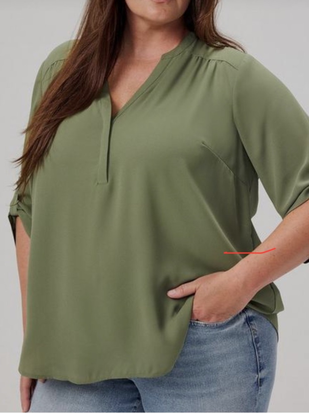 Torrid Harper 3/4 Roll-Tab Sleeve Split-Neck Blouse, size 1X, NEW